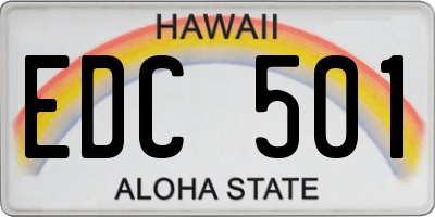 HI license plate EDC501