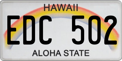 HI license plate EDC502
