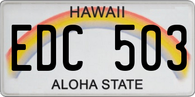 HI license plate EDC503