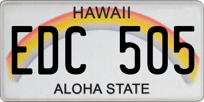 HI license plate EDC505