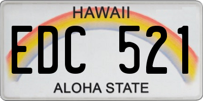 HI license plate EDC521