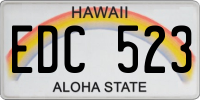 HI license plate EDC523