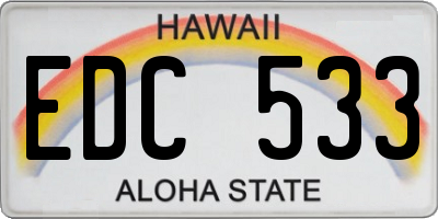 HI license plate EDC533