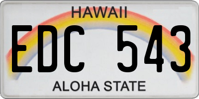HI license plate EDC543