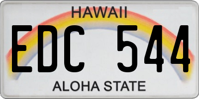HI license plate EDC544