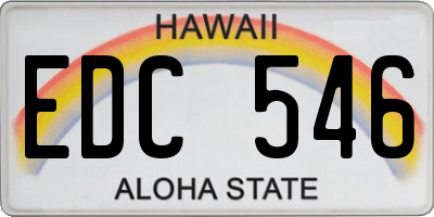 HI license plate EDC546