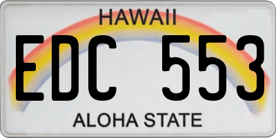 HI license plate EDC553