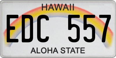 HI license plate EDC557