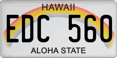 HI license plate EDC560