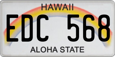 HI license plate EDC568