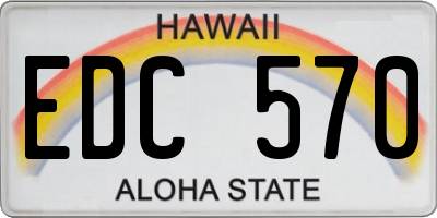 HI license plate EDC570