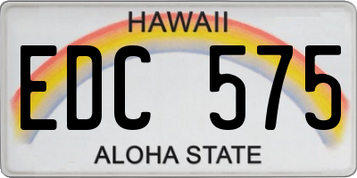 HI license plate EDC575