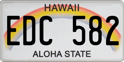 HI license plate EDC582