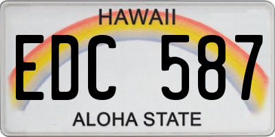 HI license plate EDC587