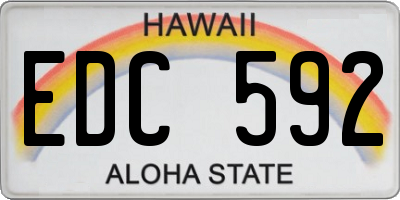 HI license plate EDC592