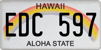 HI license plate EDC597