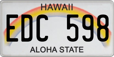 HI license plate EDC598