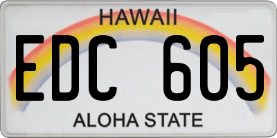 HI license plate EDC605