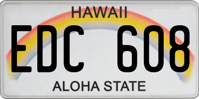 HI license plate EDC608