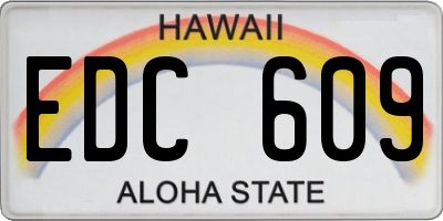 HI license plate EDC609