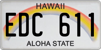HI license plate EDC611