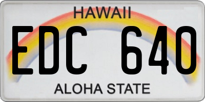 HI license plate EDC640