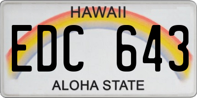HI license plate EDC643