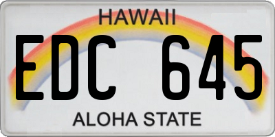 HI license plate EDC645