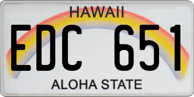 HI license plate EDC651