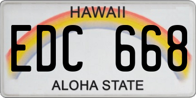 HI license plate EDC668