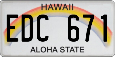 HI license plate EDC671