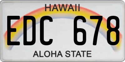 HI license plate EDC678