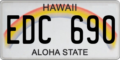 HI license plate EDC690