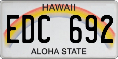 HI license plate EDC692