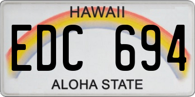 HI license plate EDC694
