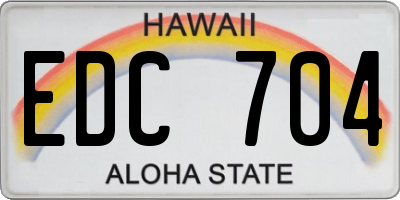 HI license plate EDC704