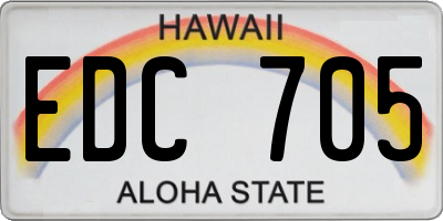 HI license plate EDC705