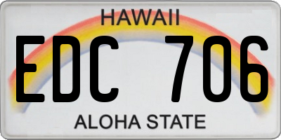 HI license plate EDC706