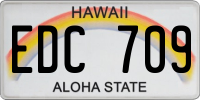 HI license plate EDC709