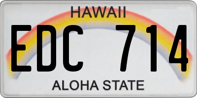 HI license plate EDC714
