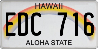 HI license plate EDC716
