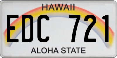 HI license plate EDC721