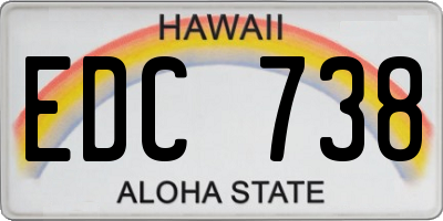 HI license plate EDC738