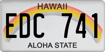 HI license plate EDC741