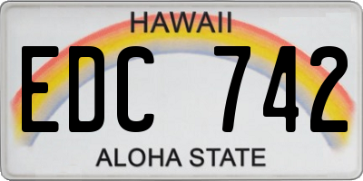 HI license plate EDC742