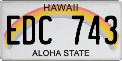 HI license plate EDC743
