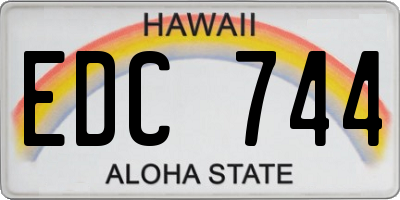 HI license plate EDC744