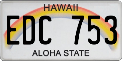 HI license plate EDC753