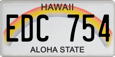 HI license plate EDC754