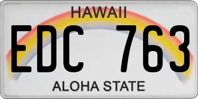HI license plate EDC763